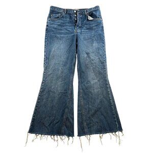 We The Free Women's Jeans Size 30 Flare Denim Blue Classic Frayed Hem Casual Y2K